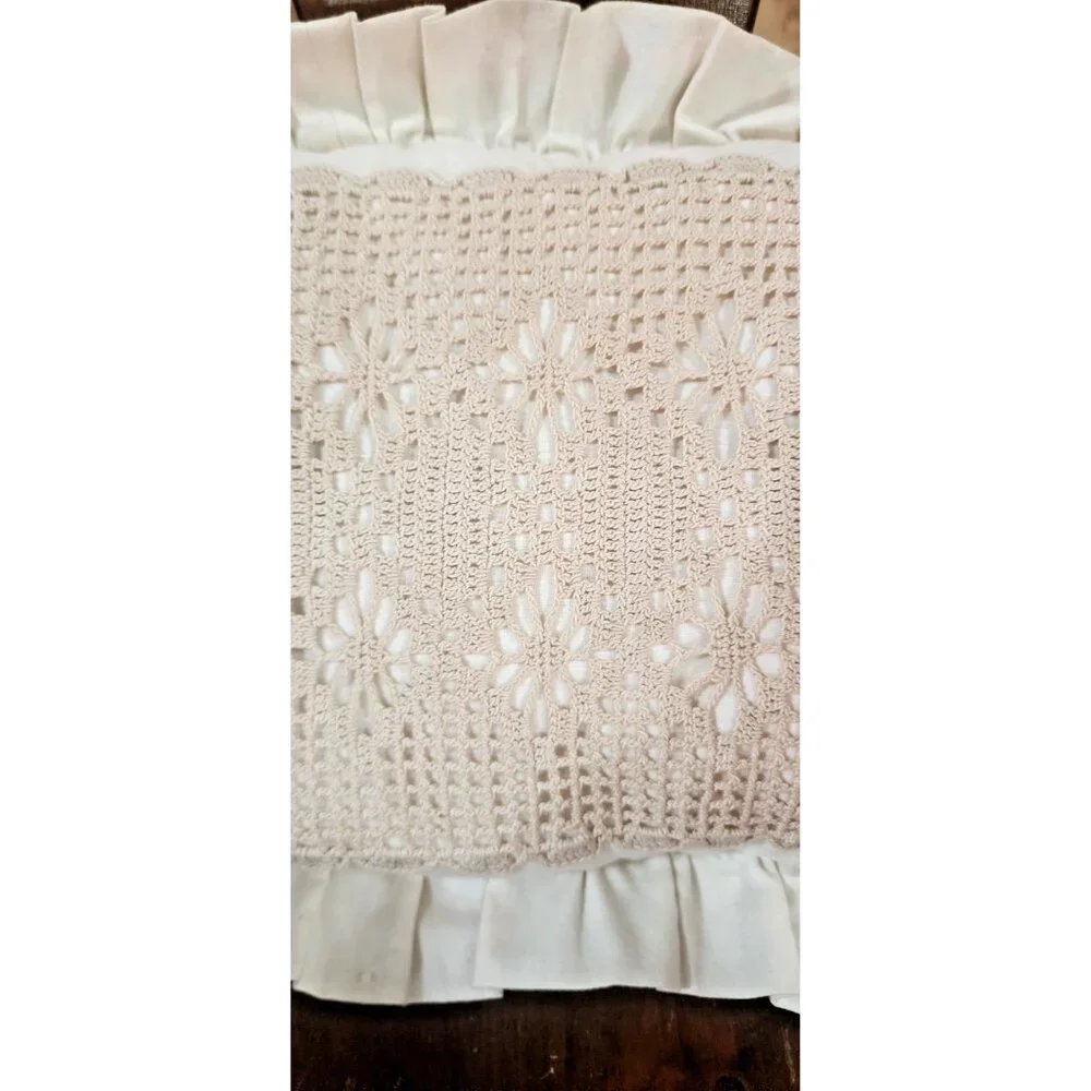 Vintage‎ handmade crochet dollie pillow, boho grannycore,cottagecore decorative